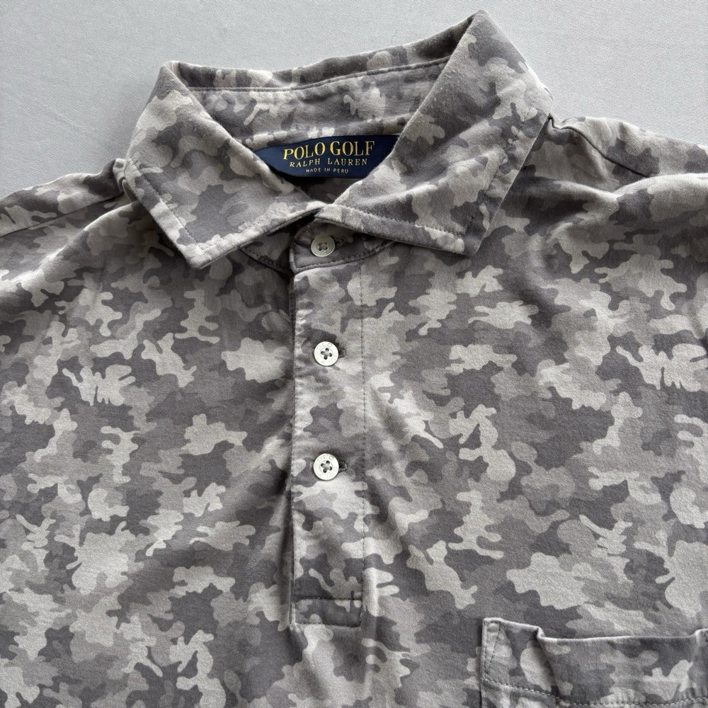 Polo Golf Ralph Lauren Camo Polo Shirt Large Pima Cotton Peru Pocket